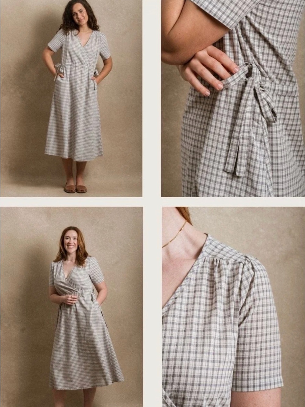Neuflora Fallon dress plaid large cotton blue gray